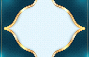 Luxury Vintage Islamic Frame Background in Blue and Gold