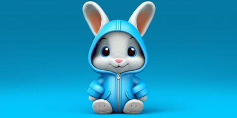 Little rabbit with hoodie cartoon animation, AI Generated