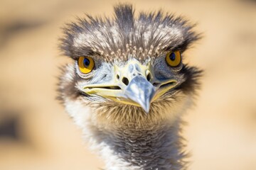 curious ostrich staring directly at the viewer. Generative AI