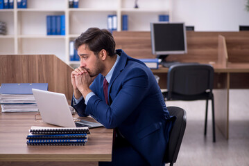 Young male employee working in the office