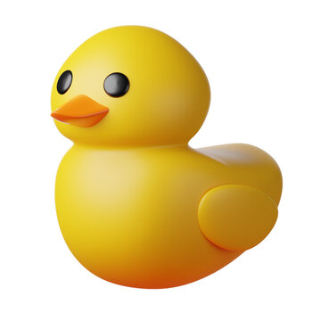Rubber duck with yellow color 3d rendering icon for website or app or game. Fun and simple Rubber duck