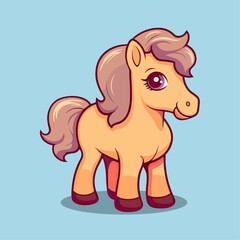 Cute Cartoon Horse - Playful Equine Character. Vector Illustration for Children and Baby. Farm Animal Clipart with Equestrian Theme