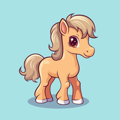 Cute Cartoon Horse - Playful Equine Character. Vector Illustration for Children and Baby. Farm Animal Clipart with Equestrian Theme