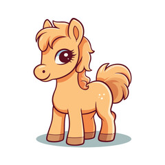 Cute Cartoon Horse - Playful Equine Character. Vector Illustration for Children and Baby. Farm Animal Clipart with Equestrian Theme