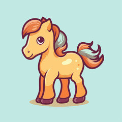 Cute Cartoon Horse - Playful Equine Character. Vector Illustration for Children and Baby. Farm Animal Clipart with Equestrian Theme