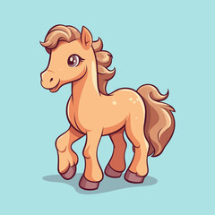 Cute Cartoon Horse - Playful Equine Character. Vector Illustration for Children and Baby. Farm Animal Clipart with Equestrian Theme