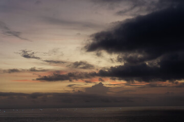 Tropical sunset in Bali island overlooking the ocean