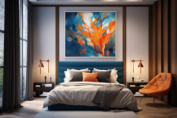 Luxury bedroom interior architecture with autumn theme, create using generative AI tools