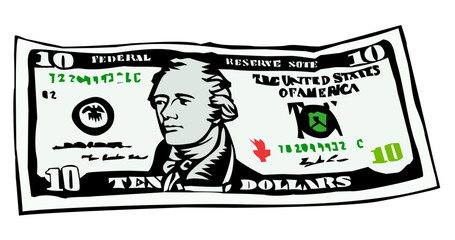 ten dollar bill American currency vector illustration