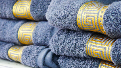 Close-up of terry cloth bath towels