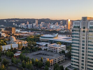 View of Portland, Oregon on a Sunny, Summer Afternoon