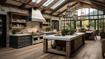 Fototapeta premium The modern interior design of the kitchen generative ai