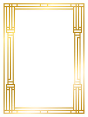 Art Deco gold frame vintage frame line geometric wedding label card frame png transparent background