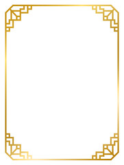 Art Deco gold frame vintage frame line geometric wedding label card frame png transparent background