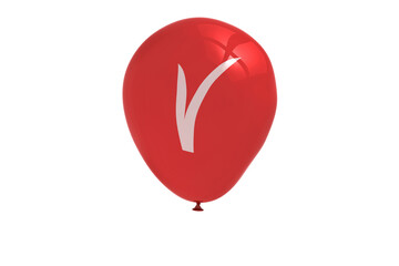 Digital png illustration of red balloon with approval sign on transparent background