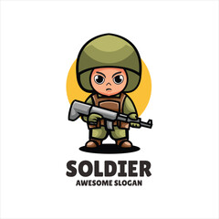 Soldier mascot illustration logo design