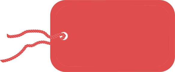 Digital png illustration of red tag on string with copy space on transparent background