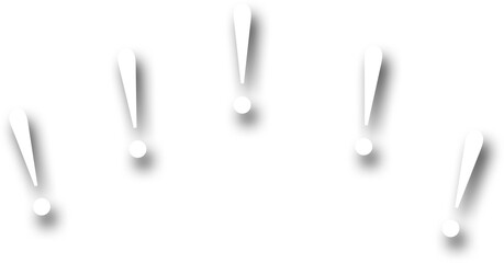 Digital png illustration of white exclamation marks on transparent background