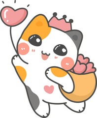 set of cute cartoon playful kitten cat in different 