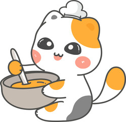 set of cute cartoon playful kitten cat in different 