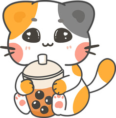 set of cute cartoon playful kitten cat in different 
