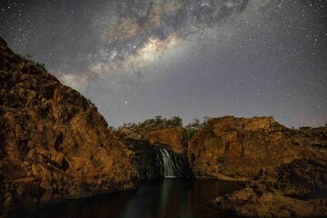 Milky Way over a waterfall