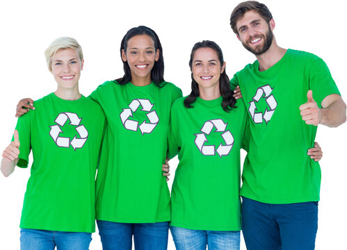 Digital Png Illustration Of Diverse Group Of People Wearing Green Shirts On Transparent Background