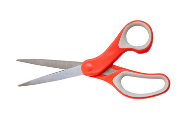 multipurpose scissors with orange handle isolated on white background with clipping path.