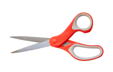 multipurpose scissors with orange handle isolated on white background with clipping path. in png file format