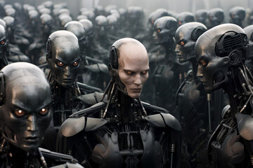 Fototapeta na wymiar Digital Dominion: AI Army's Reign Over Earth