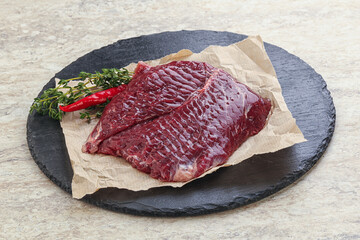 Raw beef machete steak for grill