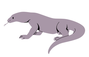 komodo varanus komodoensis dangerous carnivore endangered species giant lizard animal illustration