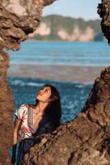 Lonely Serenity Moment on the Beach in Thailand. Happy, Sad, Tired. Emotionless. Feeling life and having experiences. Freedom and Nature