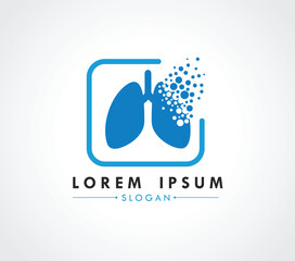Lung logo design dispersing concept. Vector Illustrator.