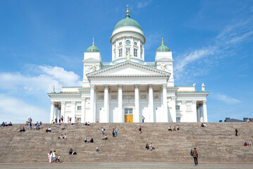 View of St. Nicholas Cathedral from Senate Square on a sunny June day, Helsinki
