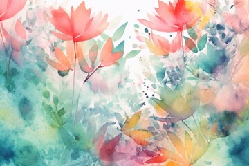 Illustration of Abstract art background watercolor flowers, Generative AI