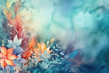 Fototapeta na wymiar Illustration of Abstract art background watercolor flowers, Generative AI