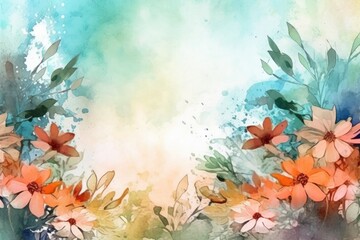 Obraz na płótnie Canvas Illustration of Abstract art background watercolor flowers, Generative AI