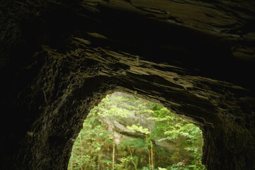 Entrance of cave in Aareschlucht in Switzerland
