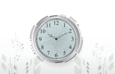 White technolgy background.analog clock.time.white wallpaper
