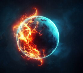 Obraz premium Planet earth with particles. Communication technology network with lines and dot. Post processed AI generated image