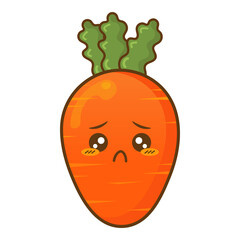 sad carrot kawaii style. cute png illustration fruit and vegetable characters