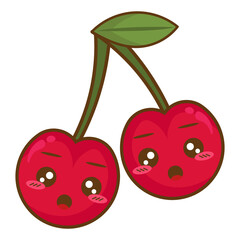 suprised cherry kawaii style. cute png illustration fruit and vegetable characters