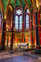 Obraz premium Highly decorated small chapel in the Gothic cathedral of Bayonne in the south of France.