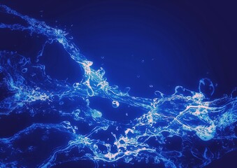 抽象的な青い水しぶきの3dイラスト