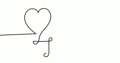 single line heart and love animation,one line art,self moving line art