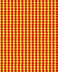 Bright colorful patern composed of red tomatos on a yellow background