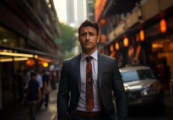 Fototapeta premium confident young businessman walking in the city