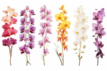 Collection of illustration orchid flower isolated on white background