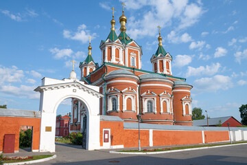 Fototapeta na wymiar Ancient Cathedral of the Exaltation of the Holy Cross (1855) of the Brusensky Assumption Monastery on a sunny June morning. Kolomna. Moscow region, Russia